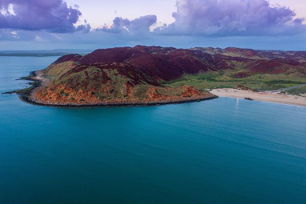 Hearson's Cove PP11 - Deep blue hues of full tide at Karratha's Hearson's Cove stretch wide & far, a late morning thunderstorm builds in the background. Print available in Framed, Stretched Canvas, Framed Canvas, Fine Art Print and Magnetic Wood hangers